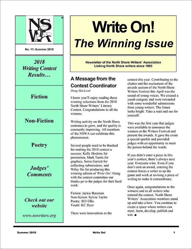 Write On! NSWA Newsletter Winners’ Edition Summer 2018
