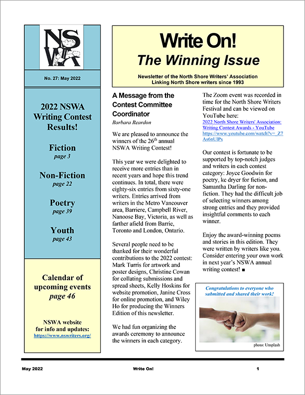 Write On! NSWA Newsletter Winners’ Edition Spring/Summer 2022